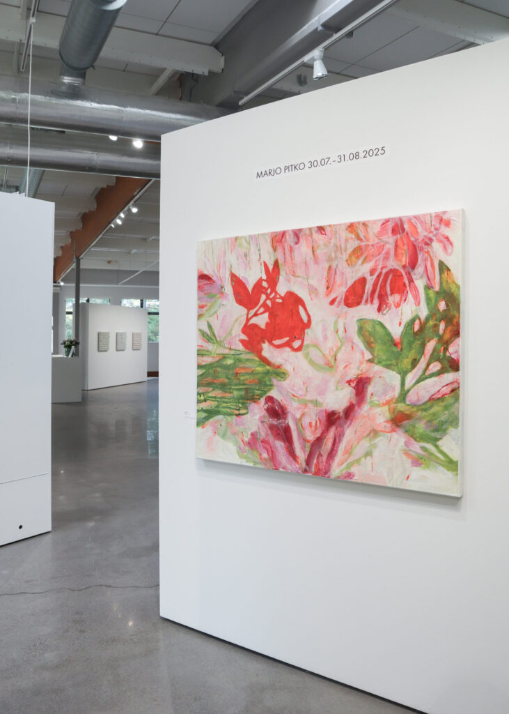 Värikäs taideteos galleriassa Marjo Pitkolta esillä.