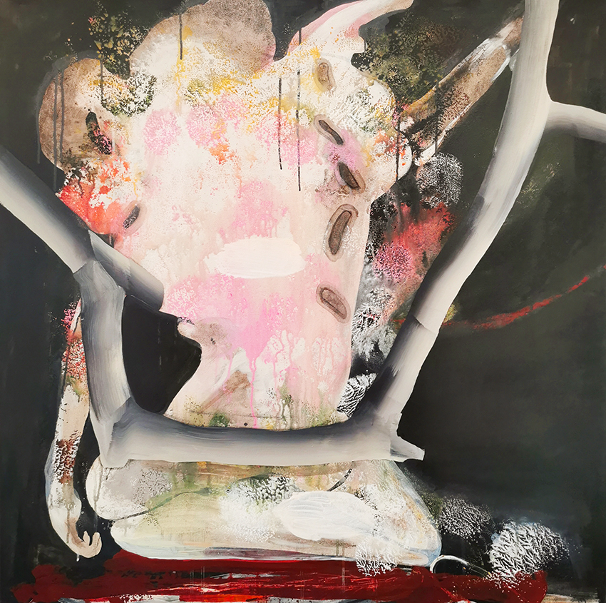 Abstrakti taide, värikkäitä pilkkuja ja viivoja.