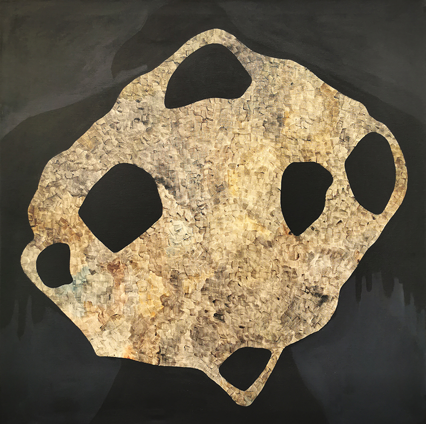 Abstrakti maalaus kivi täynnä reikiä