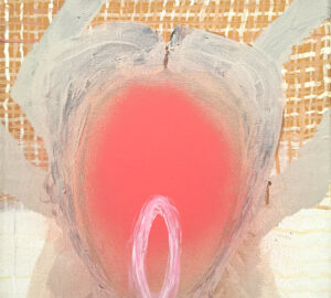 Abstrakti maalaus vaaleilla ja punaisilla sävyillä