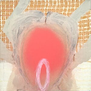 Abstrakti maalaus vaaleilla ja punaisilla sävyillä