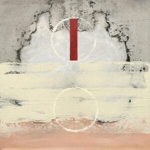 Abstrakti maalaus vaaleilla ja tummilla sävyillä.