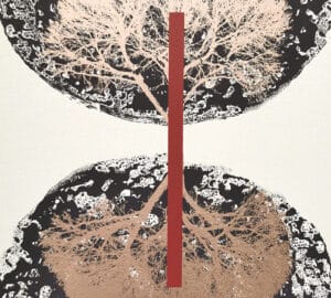 Abstrakti puu taide mustavalkoisella taustalla