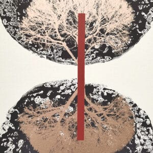 Abstrakti puu taide mustavalkoisella taustalla