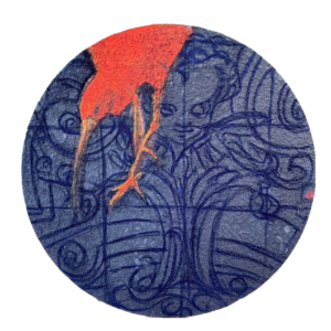 Abstrakti taideteos punainen ja sininen väreillä