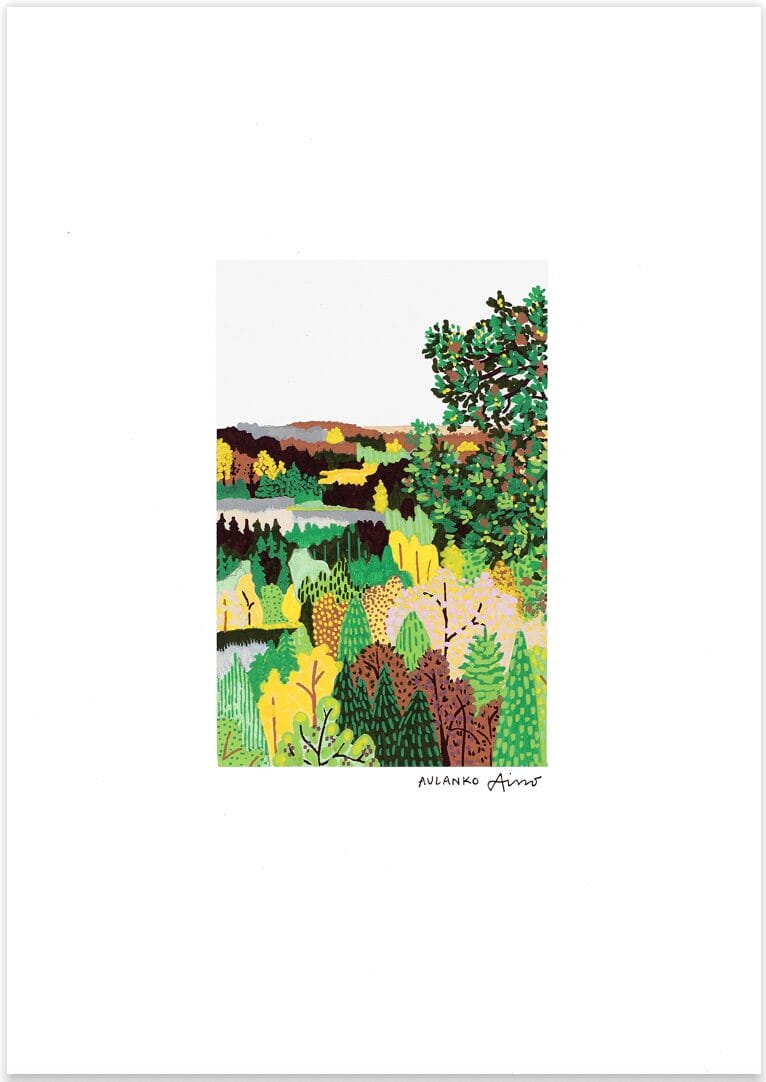 Värikäs metsämaisema maalauksena