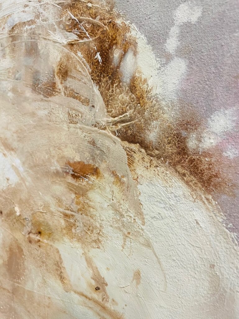 Abstrakti maalaus, vaaleat sävyt ja tekstuuri