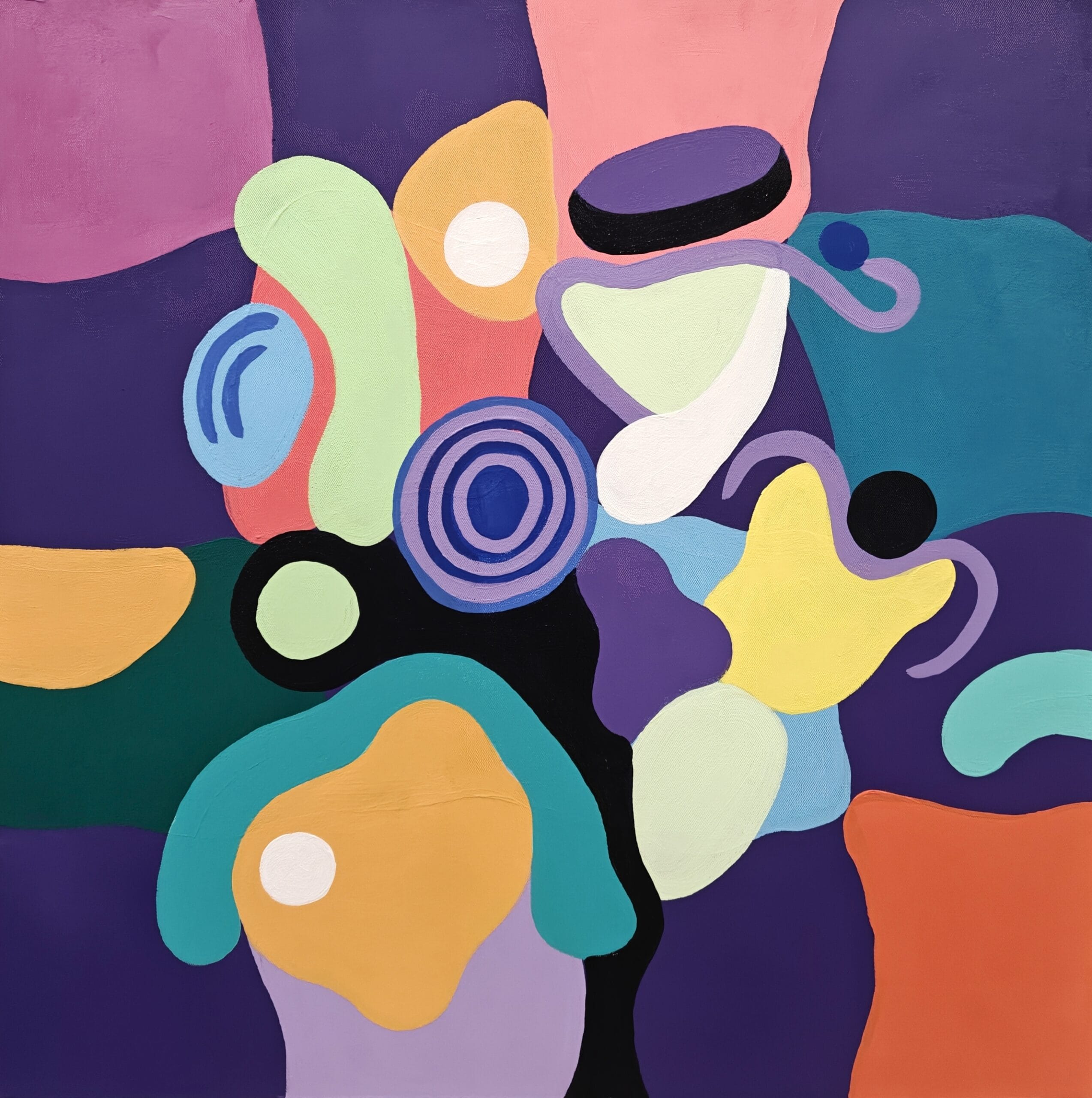 Abstrakti värikäs maalaus pyörein muotoin