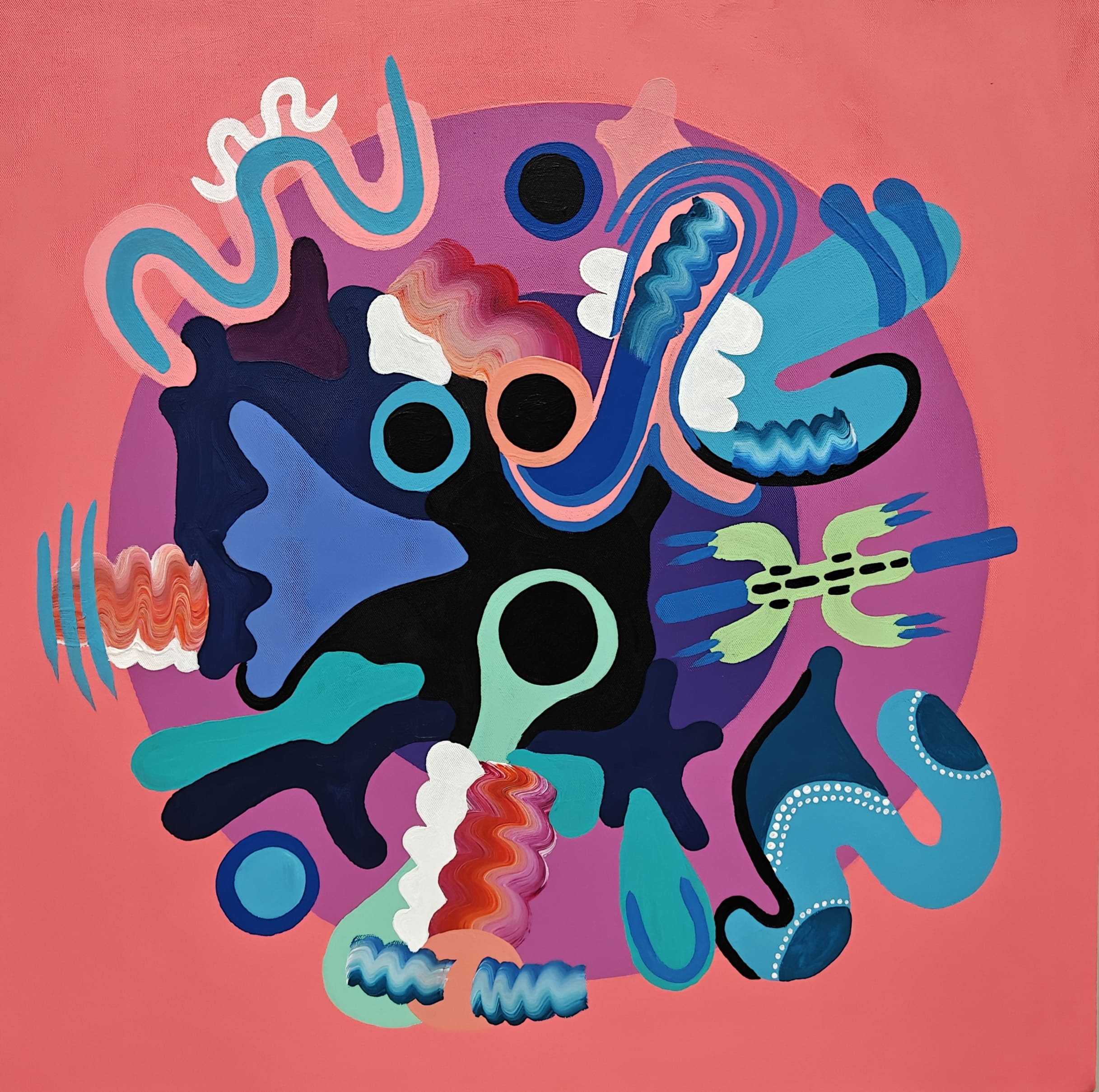 Abstrakti taide värikkäillä kuvioilla ja muodoilla