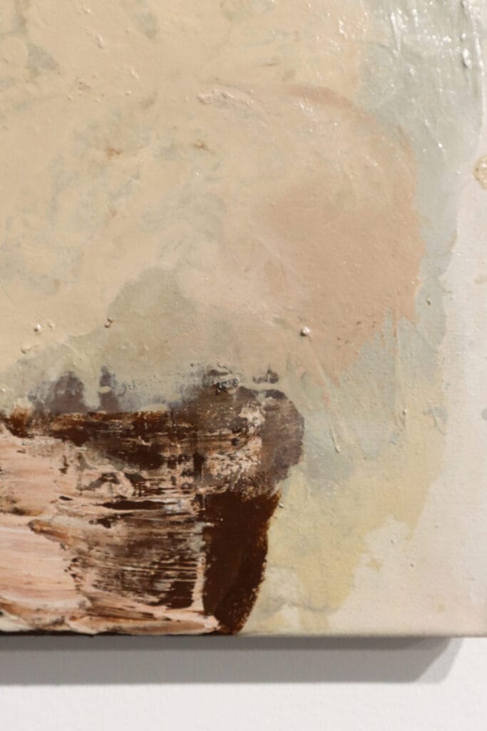 Abstrakti pastellimaalaus, beige ja ruskea sävy