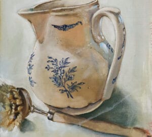 Milk jug and brush