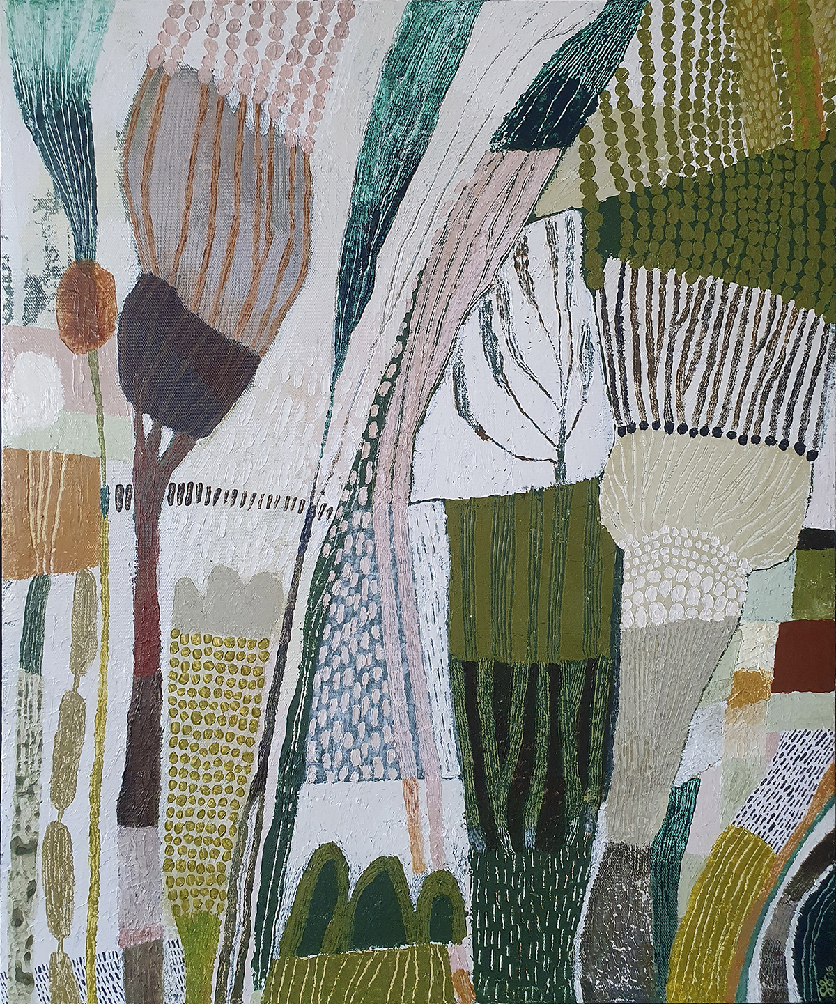 Värikäs abstrakti maalaus luonnon inspiroimana