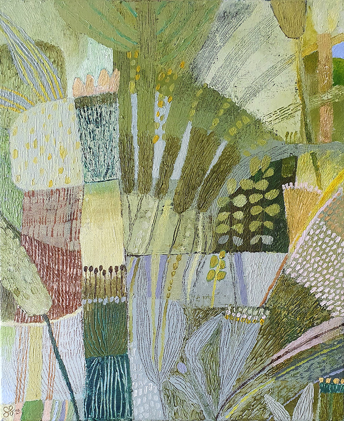 Abstrakti maalaus luonnon väreissä